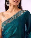 Mohey Women Blue Organza Saree with Stone Work
