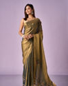 Mohey Women Sea Green Organza Saree with Print and Stone Work