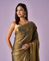 Mohey Women Sea Green Organza Saree with Print and Stone Work