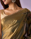Mohey Women Sea Green Organza Saree with Print and Stone Work
