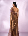 Mohey Women Purple Organza Saree with Print and Stone Work