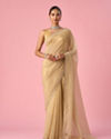 Mohey Women Beige Organza Saree with Stone Work