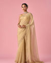 Mohey Women Beige Organza Saree with Stone Work