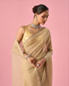 Mohey Women Beige Organza Saree with Stone Work