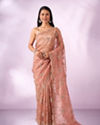 Mohey Women Pink Organza Saree with Cutdana Work