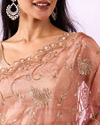Mohey Women Pink Organza Saree with Cutdana Work