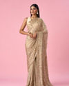 Mohey Women Beige Chiffon Saree with Cutdana and Sequin Work