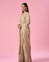 Mohey Women Beige Chiffon Saree with Cutdana and Sequin Work