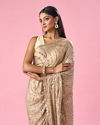 Mohey Women Beige Chiffon Saree with Cutdana and Sequin Work
