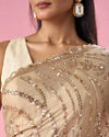 Mohey Women Beige Chiffon Saree with Cutdana and Sequin Work