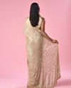 Mohey Women Beige Chiffon Saree with Cutdana and Sequin Work