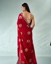 Mohey Women Red Silk Saree with Print and Stone Work