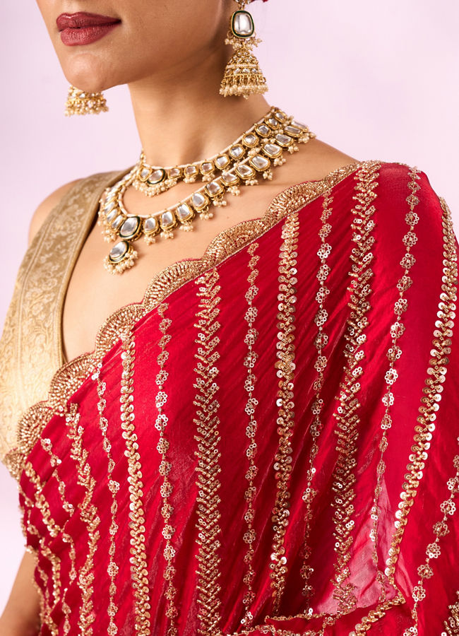 Mohey Women Pink Organza Saree with Cutdana Work