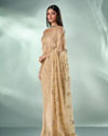 Mohey Women Beige Organza Saree with Stone Work