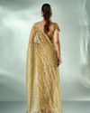 Mohey Women Pista Organza Saree with Cutdana Work