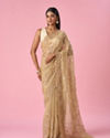 Mohey Women Fawn Organza Saree with Cutdana and Sequin Work