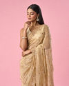Mohey Women Fawn Organza Saree with Cutdana and Sequin Work
