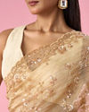 Mohey Women Fawn Organza Saree with Cutdana and Sequin Work