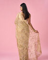 Mohey Women Fawn Organza Saree with Cutdana and Sequin Work