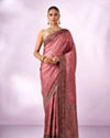 Mohey Women Dusty Pink Silk Saree with Stone Work
