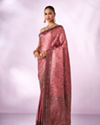 Mohey Women Dusty Pink Silk Saree with Stone Work