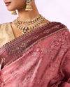 Mohey Women Dusty Pink Silk Saree with Stone Work