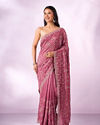 Mohey Women Dusty Pink Art Silk Saree with Stone Work