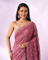 Mohey Women Dusty Pink Art Silk Saree with Stone Work