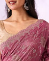 Mohey Women Dusty Pink Art Silk Saree with Stone Work