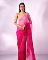 Mohey Women Pink Chiffon Saree with Print and Stone Work