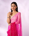 Mohey Women Pink Chiffon Saree with Print and Stone Work