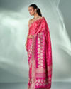 Mohey Women Pink Art Silk Saree with Mirror and Stone Work