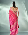 Mohey Women Pink Art Silk Saree with Mirror and Stone Work