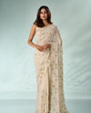 Mohey Women Cream Chiffon Saree with Cutdana Work