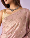 Mohey Women Purple Chiffon Saree with Cutdana Work