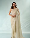 Mohey Women Green Organza Saree with Stone Work
