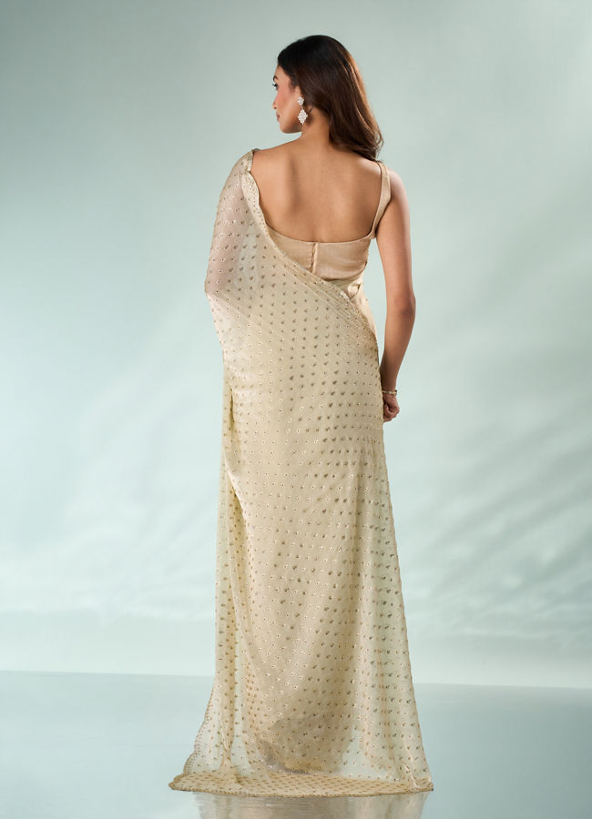 Mohey Women Green Organza Saree with Stone Work