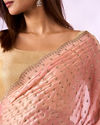 Mohey Women Pink Organza Saree with Stone Work