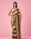 Mohey Women Green Organza Saree with Cutdana Work