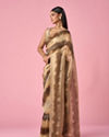 Mohey Women Green Organza Saree with Cutdana Work