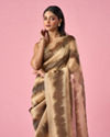 Mohey Women Green Organza Saree with Cutdana Work