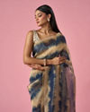 Mohey Women Indigo Blue Organza Saree with Print