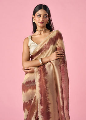 Mohey Women Maroon Organza Saree with Cutdana Work