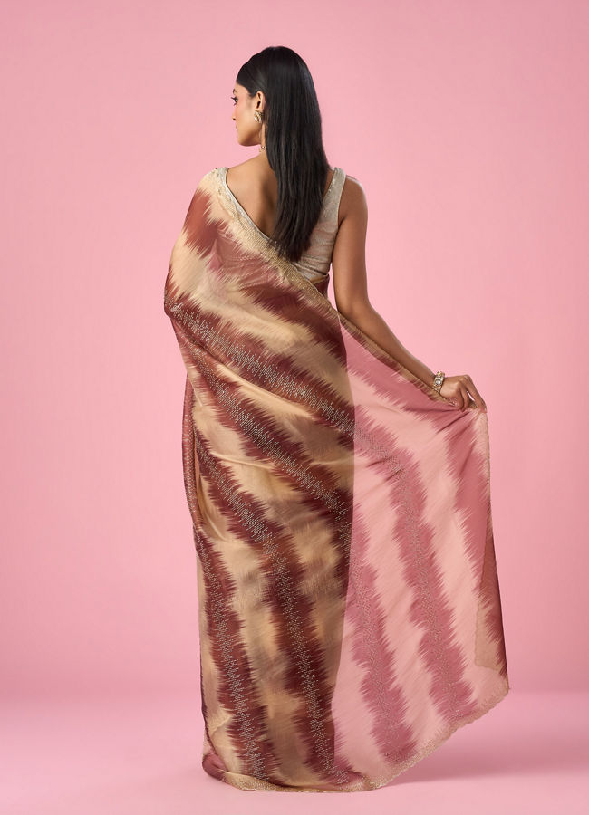 Mohey Women Maroon Organza Saree with Cutdana Work