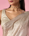 Mohey Women Cream Organza Saree with Stone Work