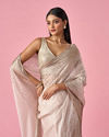 Mohey Women Cream Organza Saree with Stone Work
