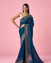 Mohey Women Blue Organza Saree with Stone Work