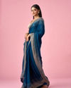Mohey Women Blue Organza Saree with Stone Work