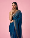 Mohey Women Blue Organza Saree with Stone Work