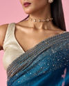 Mohey Women Blue Organza Saree with Stone Work
